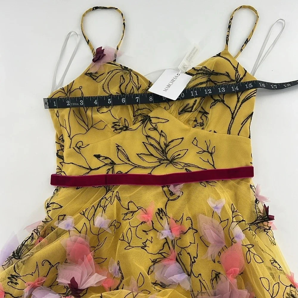 Marchesa tulle floral fairy whimsical wedding guest romantic‎ midi dress NWT